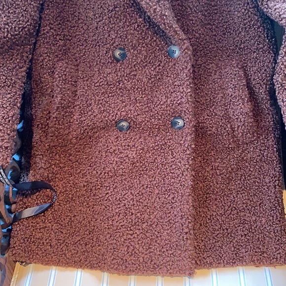 BOOHOO BONDED DOUBLE BREASTED FAUX FUR TEDDY COAT IN CHOCOLATE SIZE 6 - Picture 8 of 16